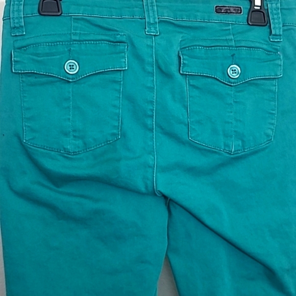 Kut from the Kloth Capri 96% Cotton Denim Stretch Teal Green 6 - Picture 4 of 8
